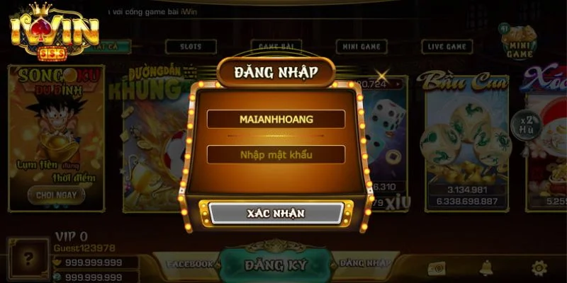 Quy trình đăng nhập vào IWIN rất đơn giản, dễ dàng.